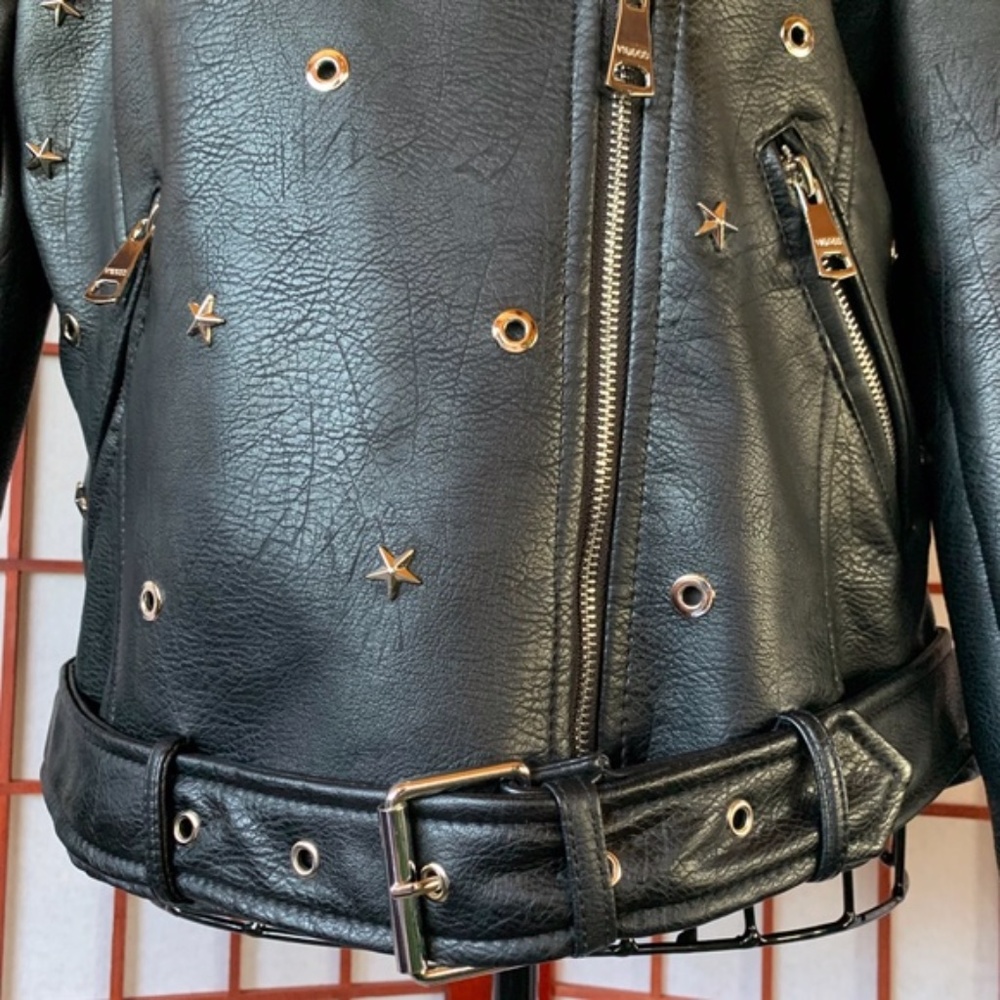 Stunning VIGOSS Faux Leather Embellished Moto NWOT - Picture 5 of 8